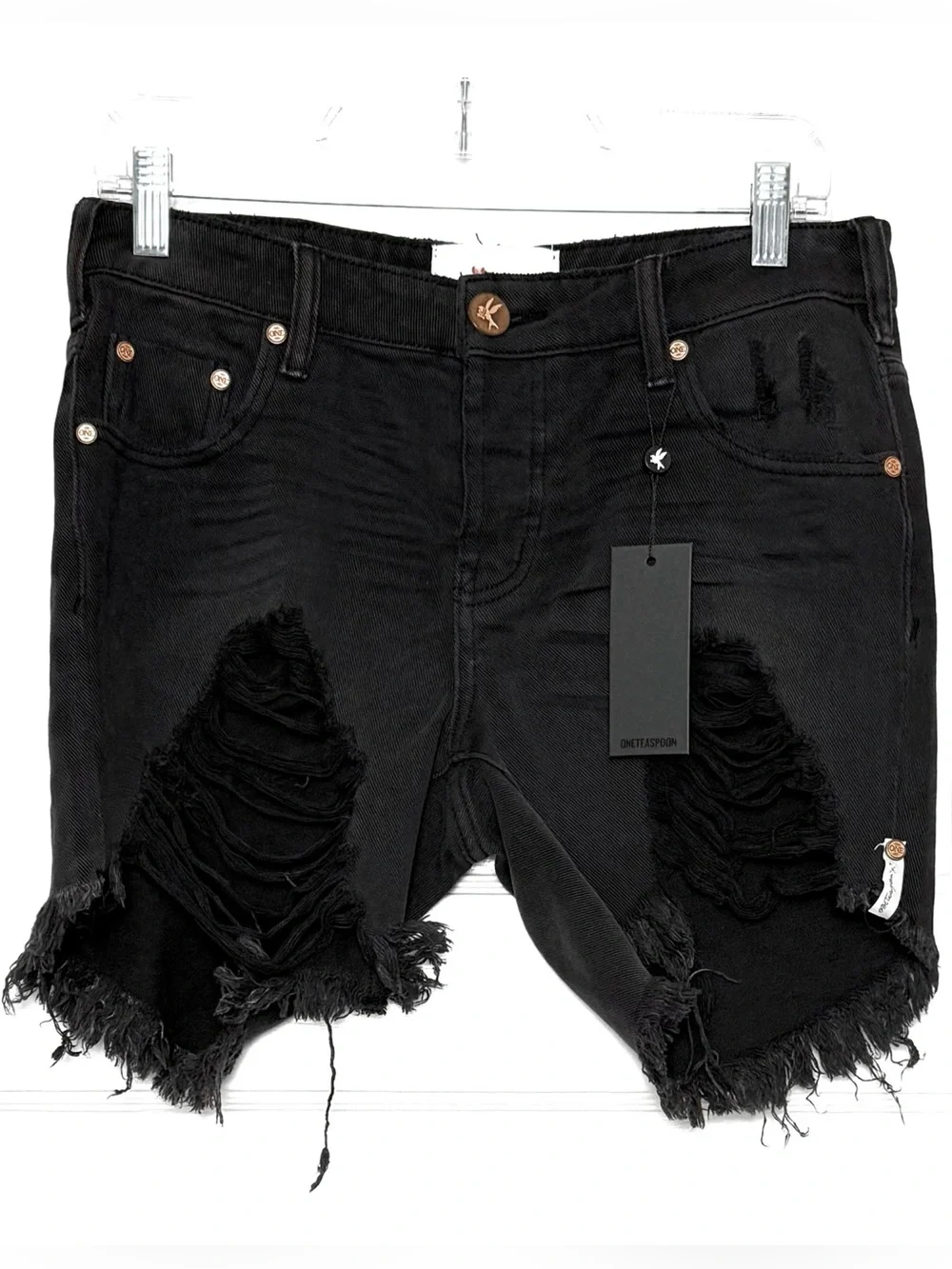 FREE PEOPLE ONE TEASPOON Low Rise Long Length Festival Boyfriend Denim Shorts 24